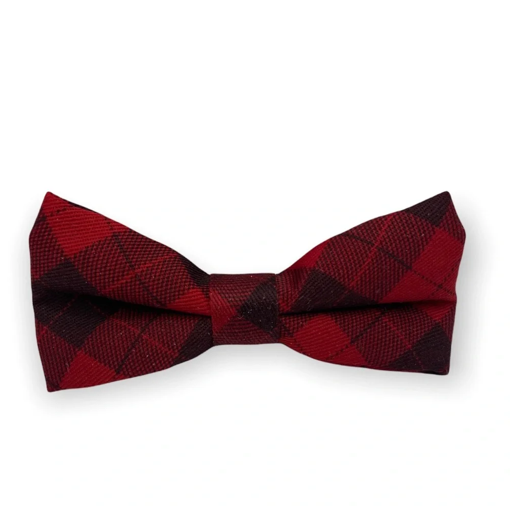 Red and Black Plaid Kids Bow Tie